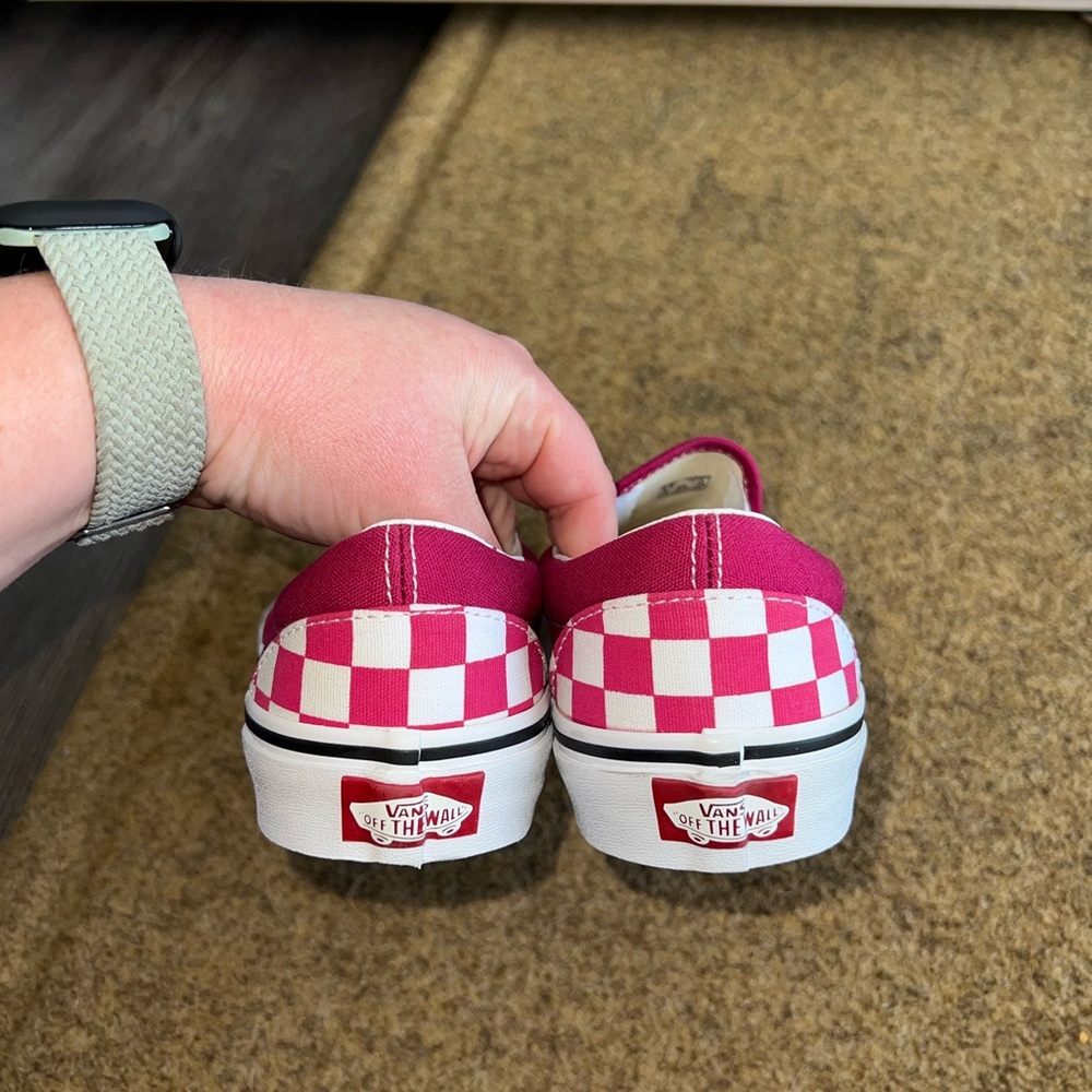 Vans Pink and White Checkered Slip-On Sneakers - Picture 5 of 7